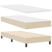 vidaXL Boxspringbed met Verstelbaar Hoofdbord in Crème, 90 x 190 cm, Modern Stoffen Design, Afneembare Hoes, Duurzaam Hoogwaardige Schuim, Perfect voor je Slaapkamer, Inclusief Multizones Matras en Sl