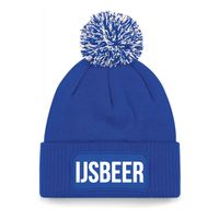 IJsbeer muts met pompon unisex one size - blauw One size  - - thumbnail