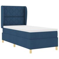 vidaXL Boxspringbed met matras stof blauw 90x200 cm