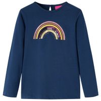 Kindershirt met lange mouwen regenboogprint 116 marineblauw - thumbnail