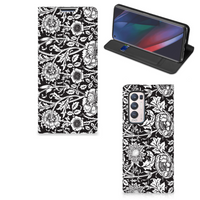 OPPO Find X3 Neo Smart Cover Black Flowers - thumbnail