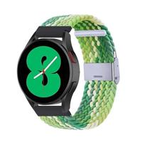 By Qubix - Compatible met Garmin Venu 2 / Garmin Venu 3 - Braided nylon bandje - Groen/lichtgroen - Compatible Garmin bandje - Bandbreedte: 22mm