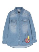 MSGM Kids chemise à logo imprimé - Bleu