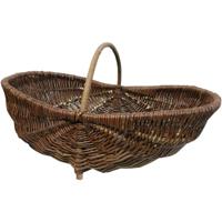 Rieten mand M, 55x29x24 cm ovaal, donker, 1 handvat