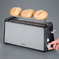 Cloer Toaster 3710 Broodrooster met dubbele lange sleuf Met geïntegreerde broodopzet Zwart, Zilver - thumbnail