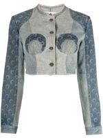 Marine Serre veste crop Regenerated en jean - Bleu