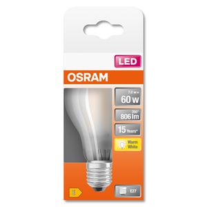 OSRAM 4058075112506 LED-lamp Energielabel E (A - G) E27 Peer 6.5 W = 60 W Warmwit (Ø x l) 60 mm x 105 mm 1 stuk(s)