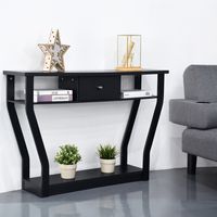 Console Tafel met Lade en Plank Hal Entree Tafel met Opslag 120 x 30 x 81 cm Zwart - thumbnail