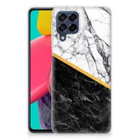 Samsung Galaxy M53 TPU Siliconen Hoesje Marmer Wit Zwart - Origineel Cadeau Man