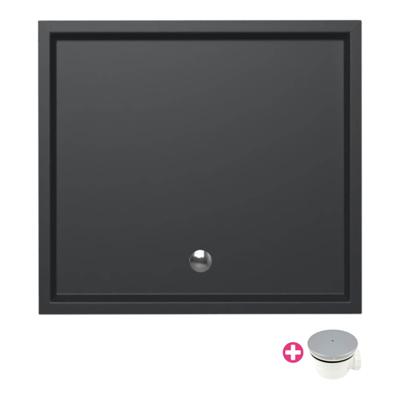 Douchebak Xenz Mariana | 110x100x4 cm | Incl.Afvoersifon-Chroom | Acryl | Rechthoekig | Antraciet mat
