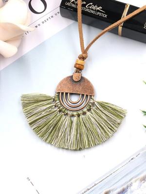 Boho Fan Hanger Kwast Halsketting
