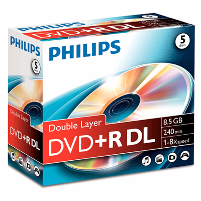 Philips Dvd+R Double Layer 8,5Gb 8Xspeed Jewel Case 5 Stk Philips Dvd+R Double Layer 8,5Gb 8Xspeed Jewel Case 5 Stk
