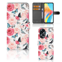 OPPO A58 4G Hoesje Butterfly Roses - thumbnail