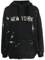 R13 paint-splatter distressed-effect hoodie - Noir