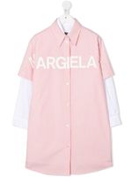 MM6 Maison Margiela Kids robe-chemise rayée à logo imprimé - Rose - thumbnail