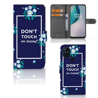 OnePlus Nord N10 Portemonnee Hoesje Flowers Blue DTMP - thumbnail