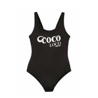 Protest badpak Itske met printopdruk zwart