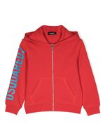 DSQUARED2 KIDS hoodie zippé à logo imprimé - Rouge