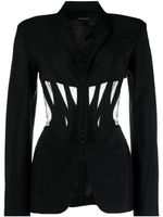 Mugler blazer en laine vierge mélangée à simple boutonnage - Noir