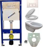Toiletset Geberit UP100 Duofix + Wiesbaden Neptunus hangend toilet met zitting + Geberit Delta50 bedieningsplaat, wit