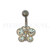 Navelpiercing sterling zilver vlinder kristal