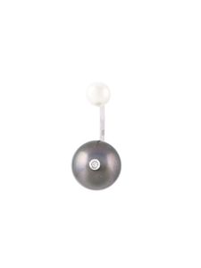 Delfina Delettrez boucle d'oreille "Pearl Piercing" en or 18ct, diamant et perles - Gris