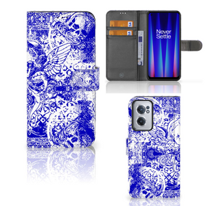 Telefoonhoesje met Naam OnePlus Nord CE 2 Angel Skull Blauw