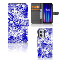 Telefoonhoesje met Naam OnePlus Nord CE 2 Angel Skull Blauw - thumbnail