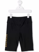 Balmain Kids short de cyclisme à logo imprimé - Noir