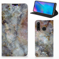 Huawei P30 Lite New Edition Standcase Marmer Grijs - thumbnail