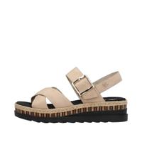 Rieker Sandalen met sleehak en verstelbare riem voor dames, Beige, 40 EU