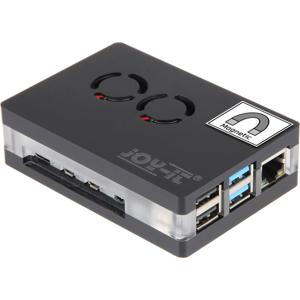 Joy-it RB-CaseP4+03 SBC-behuizing Geschikt voor serie: Raspberry Pi Incl. actieve koeler, Met magneetsluiting Transparant