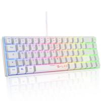 The G-Lab Keyz Hydrogen, 60% gamingtoetsenbord, bekabeld, Azerty, meerkleurige achtergrondverlichting, stil, compact formaat TKL - PC/PS5 (wit)