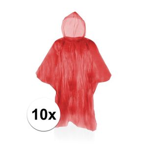 10x Wegwerp regenponcho rood