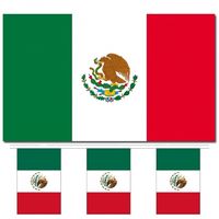 Landen vlaggen versiering set - Mexico - Vlag 90 x 150 cm en vlaggenlijn 3 meter - thumbnail