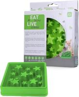 Eat Slow Live Longer Star Feeder - Anti Kauw-voerbak - Slow Feeder voor honden - antislip - Groen - 14 x 14 cm - XS - Geschikt voor kleinere honden