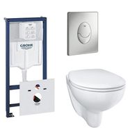 GROHE Bau keramiek toiletset met spoelrandloos en diepspoel inclusief inbouwreservoir en bedieningspaneel wit 0729121/0729205/sw205846/