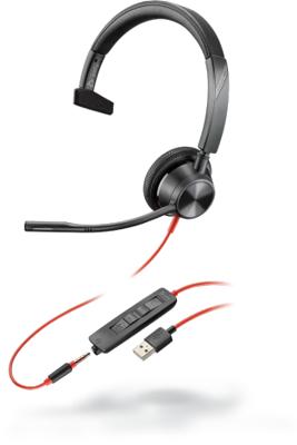Blackwire 3315-M - USB Headset - mono - op oor - met bekabeling - USB-A, 3,5 mm-stekker - voor Microsoft Teams