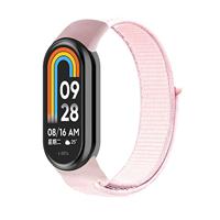 By Qubix - Sport loop nylon bandje - Lichtroze - Compatible met Xiaomi Smart Band 8 & 9 - Compatible Xiaomi bandje