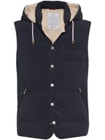 Brunello Cucinelli gilet matelassé à capuche - Bleu