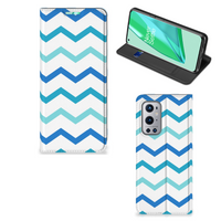 OnePlus 9 Pro Hoesje met Magneet Zigzag Blauw - thumbnail