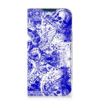 Mobiel BookCase iPhone 14 Pro Angel Skull Blauw - thumbnail