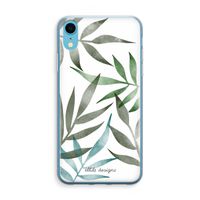 Tropical watercolor leaves: iPhone XR Transparant Hoesje - thumbnail