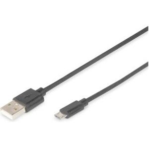 Digitus 1.8m, USB2.0-A/USB2.0 micro-B USB-kabel 1,8 m USB A Micro-USB B Zwart