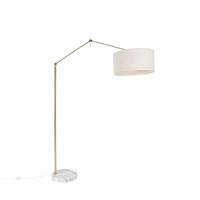 QAZQA - Design Vloerlamp goud met kap lichtgrijs 50 cm verstelbaar - Editor | Woonkamer | Slaapkamer - Staal Langwerpig - E27 Geschikt voor LED - Max. 1 x 60 Watt