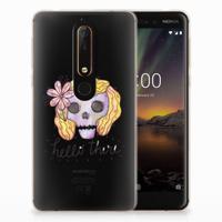 Silicone Back Case Nokia 6 (2018) Boho Skull