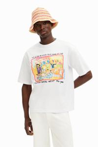 T-shirt met korte mouwen en illustratie - WHITE - S