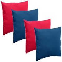 Bank/sier/tuin kussens voor binnen/buiten set 4x stuks rood/blauw 40 x 40 cm