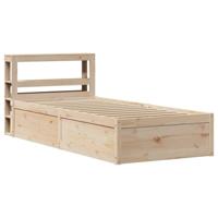 vidaXL Bedframe met hoofdbord massief grenenhout 90x200 cm, bed, bed ombouw, eenpersoonsbed, bedbodem, slaapkamermeubel, 1 persoonsbed