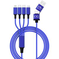 Smrter USB-laadkabel USB-A stekker, USB-C stekker, USB-C stekker, Apple Lightning stekker, USB-micro-B stekker 1.20 m Navy-blauw SMRTER_ELITE_C_NB